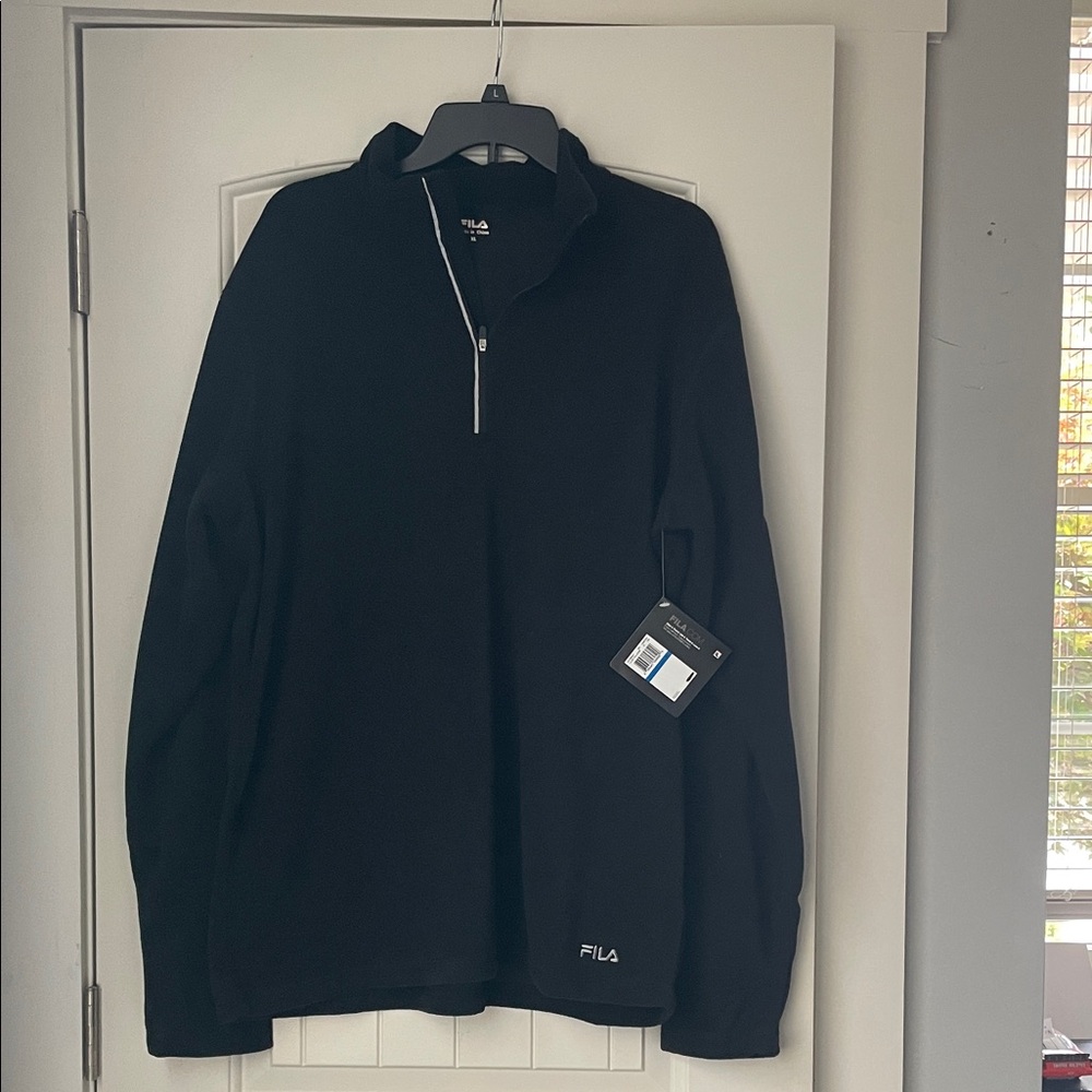 Fila Men's Black 1/4 Zip-Up Fleece jacket size XL NWT 100% polyester